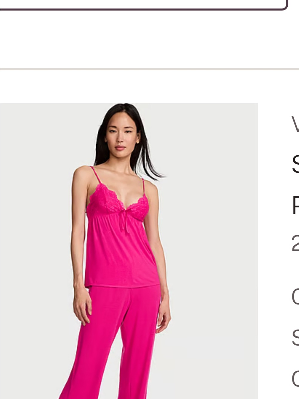 Victoria's Secret Hot Pink Lace-Trim Cami & Pants Pajama Set